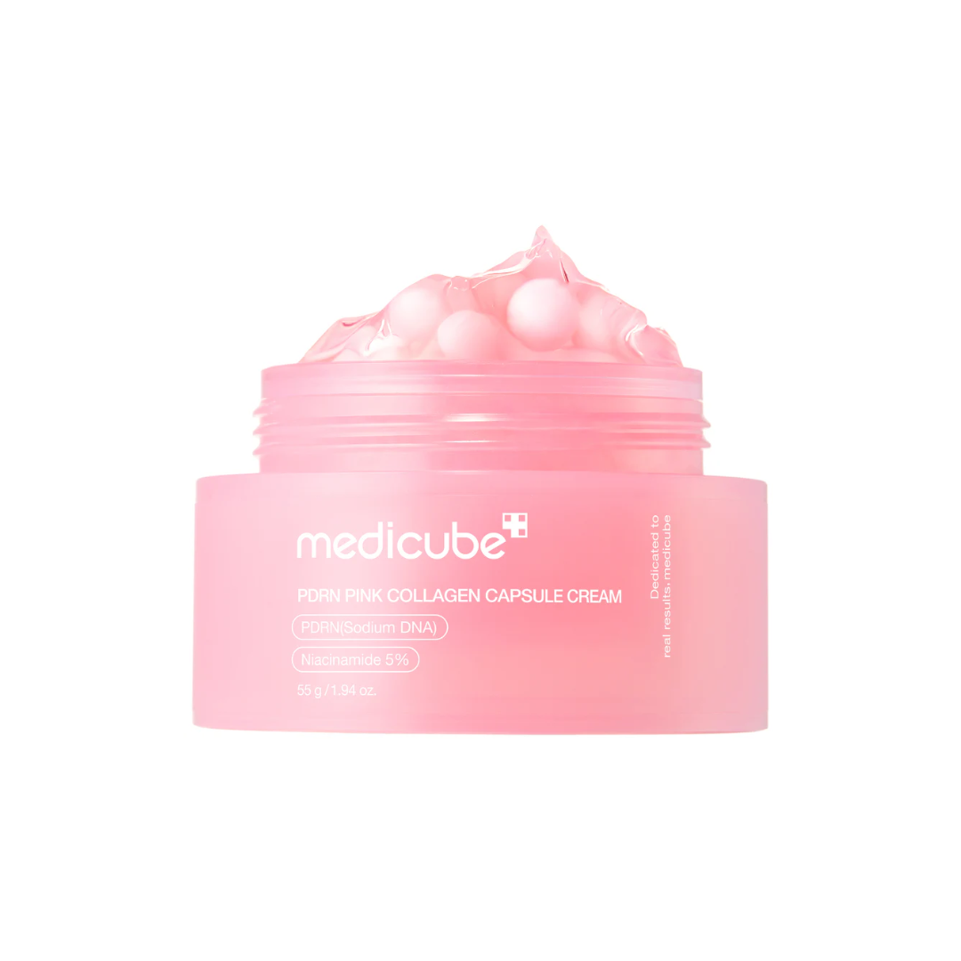 Cápsulas de crema de colágeno rosa con PDRN