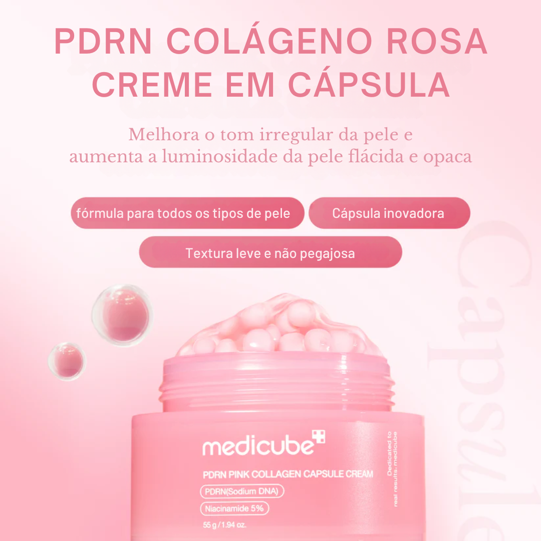 Cápsulas de crema de colágeno rosa con PDRN